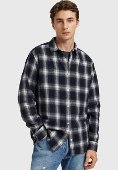 AllSaints camasa din bumbac HAVEN culoarea bleumarin, cu guler clasic, relaxed, M051SD imagine