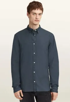 AllSaints camasa din bumbac HAWTHORNE LS SHIRT culoarea negru, cu guler clasic, slim, M150SB imagine