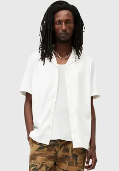 AllSaints camasa din bumbac HUDSON barbati, culoarea alb, relaxed, M081SA imagine