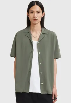 AllSaints camasa din bumbac HUDSON culoarea alb, relaxed, M081SA imagine
