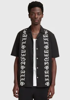 AllSaints camasa din bumbac SCRIPTURE culoarea negru, cu guler clasic, relaxed, M105SC imagine