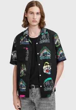 AllSaints camasa GNAR culoarea negru, relaxed, M059SC imagine