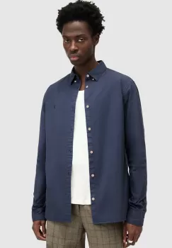 AllSaints camasa HAWTHORNE LS SHIRT barbati, culoarea alb, cu guler clasic, slim imagine