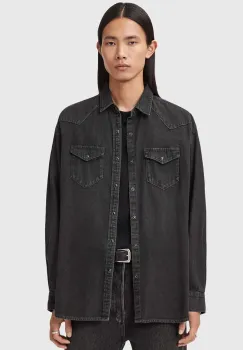 AllSaints camasa jeans FENTON cu guler clasic, relaxed, M054SD imagine