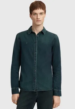 AllSaints camasa jeans GLEASON LS SHIRT culoarea gri, cu guler clasic, regular, M165SB imagine