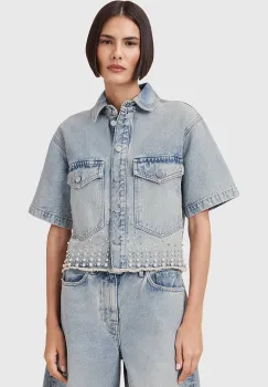 AllSaints camasa jeans TOVE cu guler clasic, relaxed, W116PC imagine