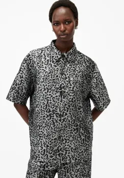 AllSaints camasa JEMI femei, culoarea argintiu, cu guler clasic, relaxed, W114PB imagine