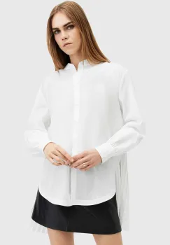 AllSaints camasa PERCY SHIRT femei, culoarea alb, cu guler stand-up, relaxed, W004PB imagine