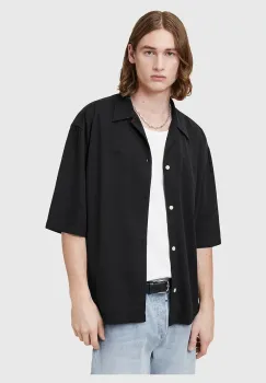 AllSaints camasa RIALTO culoarea negru, relaxed, M161SC imagine