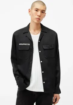 AllSaints camasa TROYA barbati, culoarea negru, relaxed, M106SB imagine