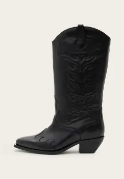 AllSaints cizme de piele DOLLY BOOT culoarea negru, cu toc drept, W063FC imagine