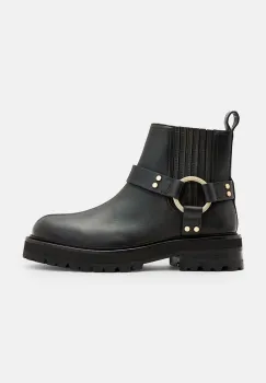 AllSaints cizme de piele Maddie Biker Boot femei, culoarea negru, cu toc plat, W054FB imagine