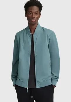 AllSaints geaca bomber BASSETT barbati, culoarea turcoaz, de tranzitie, M077OB imagine