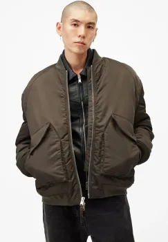 AllSaints geaca bomber HAWK barbati, culoarea verde, de tranzitie, M049OB imagine