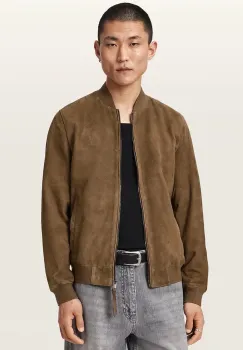 AllSaints geaca bomber pentru barbati din piele intoarsa MORTEN imagine