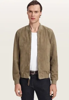 AllSaints  geaca bomber pentru barbati din piele intoarsa MORTEN imagine