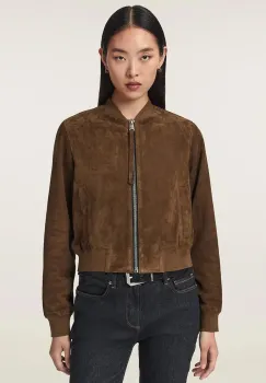 AllSaints  geaca bomber pentru femei din piele intoarsa ORTEN imagine