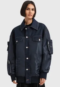 AllSaints geaca bomber VERITY culoarea bleumarin, de tranzitie, oversize, W024OD imagine