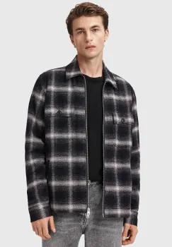 AllSaints geaca cu aspect de camasa BAYO culoarea negru, de tranzitie, M026OD imagine