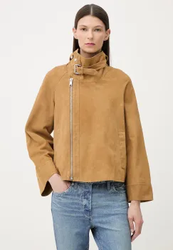 AllSaints geaca de biker de femei din piele intoarsa RHODES imagine