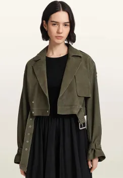 AllSaints geaca de biker pentru femei din piele intoarsa OPHELIA imagine