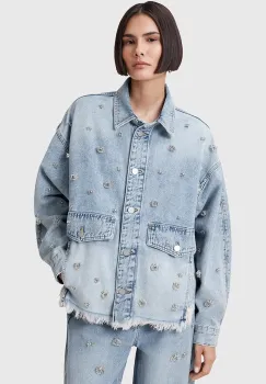 AllSaints geaca de blugi din bumbac HETTIE de tranzitie, oversize, W106PC imagine