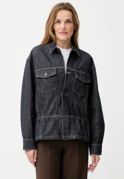 AllSaints geaca de jeans din bumbac DENBY culoarea bleumarin, de tranzitie, W100PD imagine