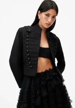 AllSaints geaca de lana RUMMY culoarea negru, un singur rand de nasturi, W029OC imagine