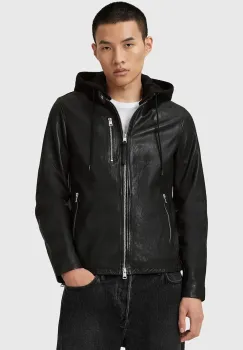 AllSaints geaca de piele ASHTON culoarea negru, de tranzitie, M013LD imagine
