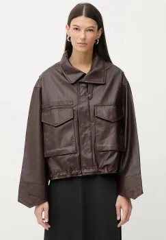 AllSaints geaca de piele CLAY culoarea rosu, de tranzitie, W108LD imagine