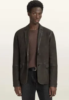 AllSaints geaca de piele intoarsa MONET culoarea maro, M018LC imagine