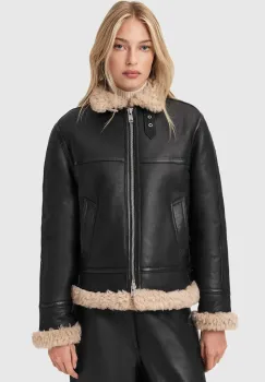 AllSaints geaca de piele LOREL culoarea negru, W069LB imagine