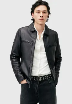 AllSaints geaca de piele LUCK JACKET barbati, culoarea negru, de tranzitie, M069LB imagine