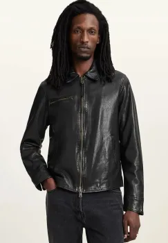 AllSaints geaca de piele MILLER culoarea negru, de tranzitie, M009LA imagine