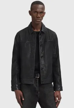 AllSaints geaca de piele NATES culoarea negru, de tranzitie, M010LD imagine