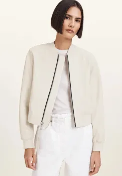 AllSaints geaca de piele ORTEN BOMBER JACKET culoarea negru, de tranzitie, W072LB imagine