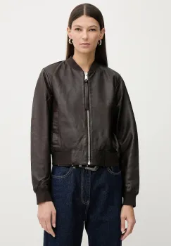 AllSaints geaca de piele ORTEN BOMBER JACKET culoarea negru, W072LB imagine