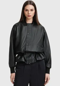 AllSaints geaca de piele SOFI culoarea negru, de tranzitie, W126LB imagine