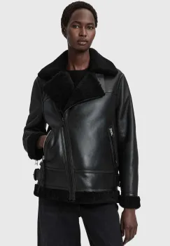 AllSaints geaca de piele SOLA culoarea negru, W120LB imagine