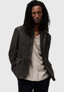 AllSaints geaca de piele SURVEY LTHR BLAZER barbati, culoarea gri, de tranzitie, M061LB imagine