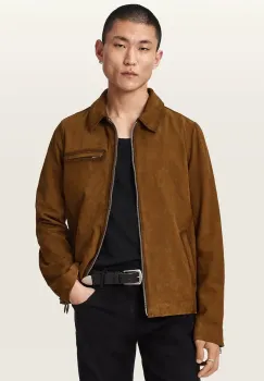 AllSaints geaca de tranzitie pentru barbati, din piele intoarsa ASHWOOD imagine