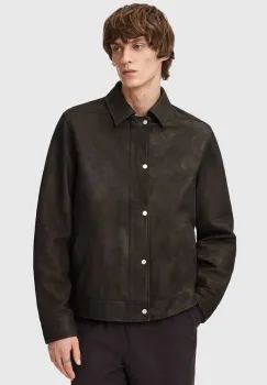 AllSaints geaca din piele intoarsa culoarea gri, de tranzitie, M037LD imagine