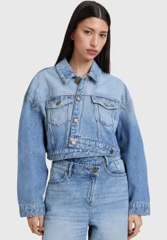 AllSaints geaca jeans AKI CROSSOVER de tranzitie, W007OC imagine