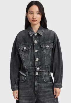 AllSaints geaca jeans BETH culoarea negru, de tranzitie, W033OD imagine