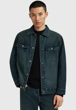 AllSaints geaca jeans CASTLEFORD culoarea bleumarin, de tranzitie, M029OD imagine