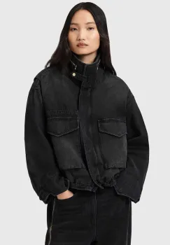 AllSaints geaca jeans CLAY culoarea negru, de tranzitie, W118OD imagine