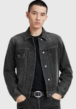 AllSaints geaca jeans JAYGER culoarea negru, de tranzitie, M014OC imagine