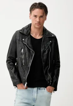 AllSaints geaca ramones de piele COMET culoarea negru, de tranzitie, M021LC imagine
