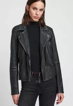 AllSaints geaca ramones de piele femei, culoarea negru, de tranzitie imagine