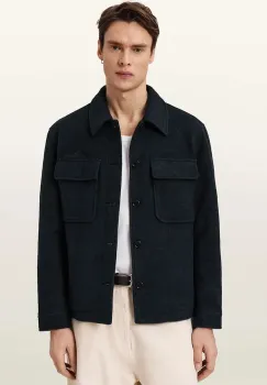 AllSaints geaca tip camasa pentru barbati, cu amestec de lana CAYSON imagine